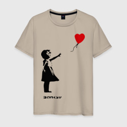Девочка с шариком-сердечком – Мужская футболка хлопок с принтом купить со скидкой в -20%