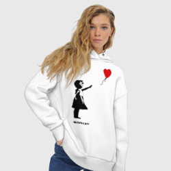 Женское худи Oversize хлопок Девочка с шариком-сердечком - фото 2