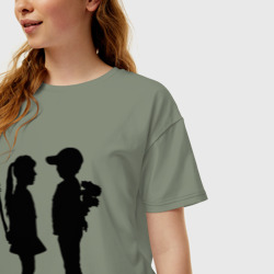 Женская футболка хлопок Oversize Девочка и мальчик - фото 2