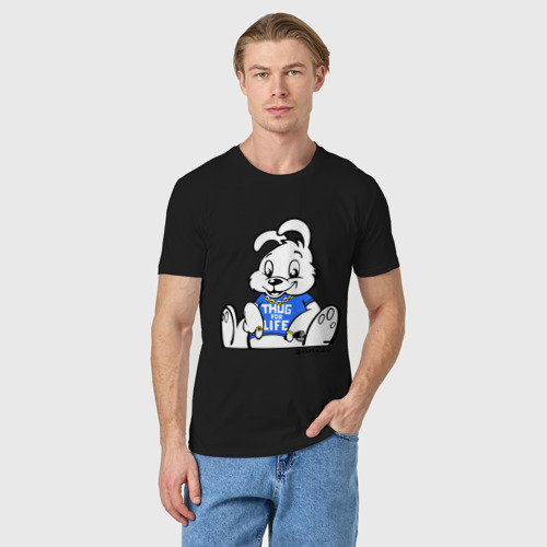 Мужская футболка хлопок Кролик Бэнкси, цвет черный - фото 3