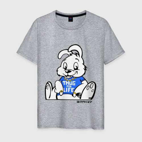 Мужская футболка хлопок Кролик Бэнкси, цвет меланж