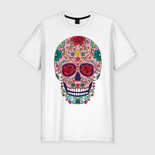 Мужская футболка хлопок Slim Oldschool skull, цвет белый