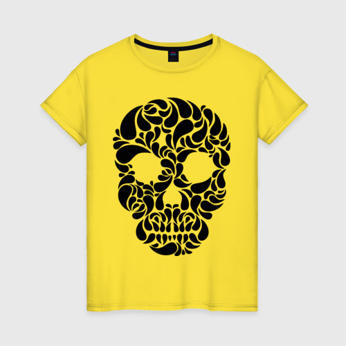 Женская футболка хлопок Pattern skull, цвет желтый