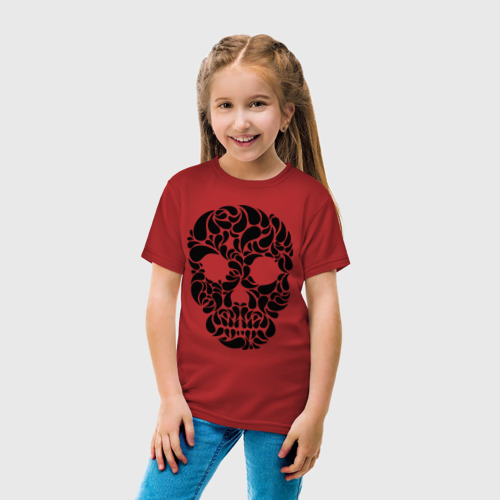 Детская футболка хлопок Pattern skull, цвет красный - фото 5