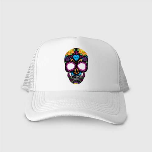 Кепка тракер с сеткой Skull mexica