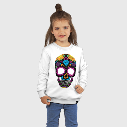 Детский свитшот хлопок Skull mexica, цвет белый - фото 3