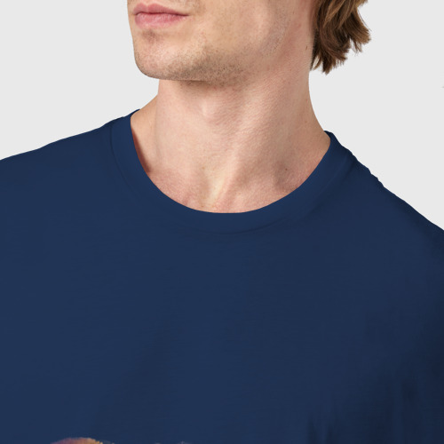 Мужская футболка хлопок Слон watercolor, цвет темно-синий - фото 6