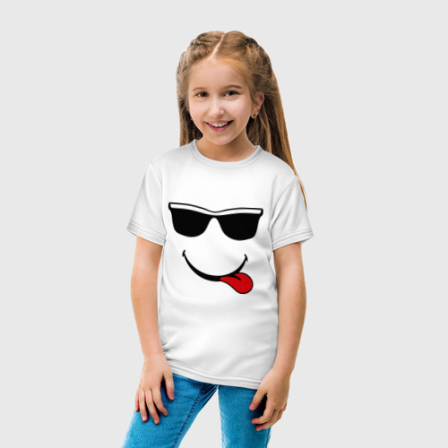 Детская футболка хлопок Мы на позитиве язык справа, цвет белый - фото 5