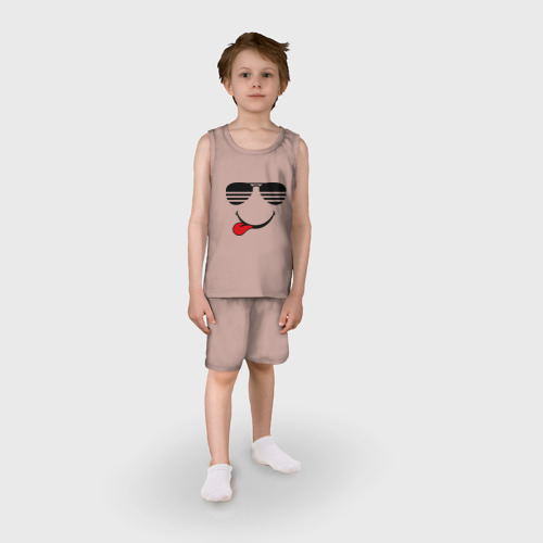 Детская пижама с шортами хлопок Мы на позитиве язык слева, цвет пыльно-розовый - фото 3