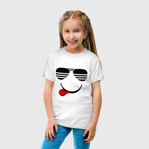 Детская футболка хлопок Мы на позитиве язык слева, цвет белый - фото 5