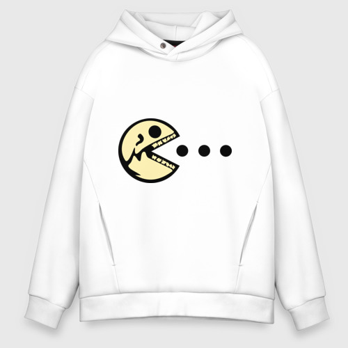 Мужское худи Oversize хлопок Dead pacman, цвет белый