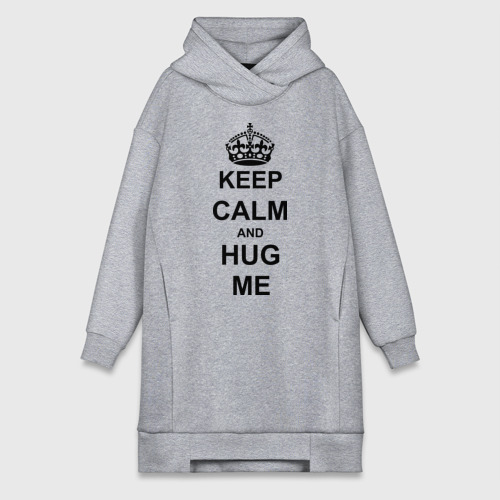 Платье-худи хлопок Keep calm and hug mе, цвет меланж