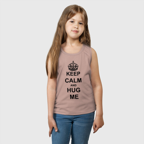 Детская майка хлопок Keep calm and hug mе, цвет пыльно-розовый - фото 3