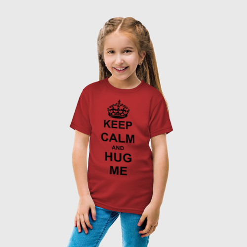 Детская футболка хлопок Keep calm and hug mе, цвет красный - фото 5