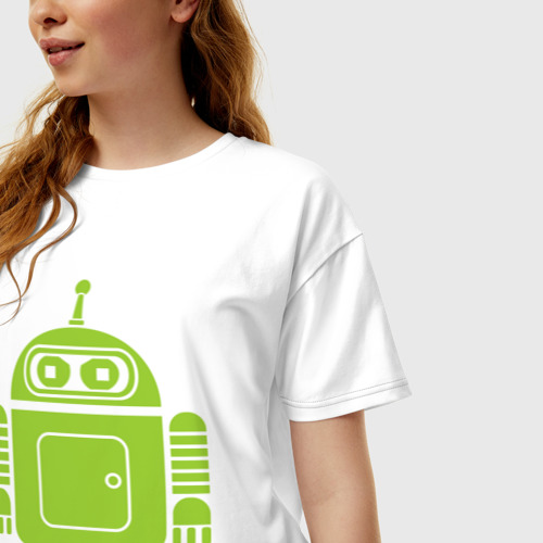 Женская футболка хлопок Oversize Android-bender., цвет белый - фото 3