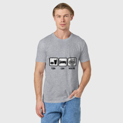 Мужская футболка хлопок Главное в жизни - еда, сон, Volvo - фото 2