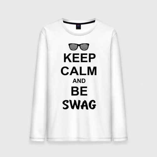 Мужской лонгслив хлопок Keep calm and be swag, цвет белый