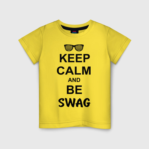 Детская футболка хлопок Keep calm and be swag, цвет желтый