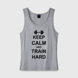 Женская майка хлопок Keep calm and train hard