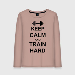 Женский лонгслив хлопок Keep calm and train hard