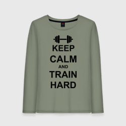 Женский лонгслив хлопок Keep calm and train hard