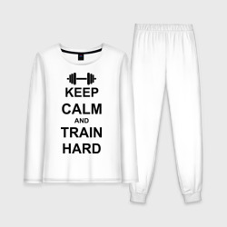 Женская пижама с лонгсливом хлопок Keep calm and train hard