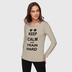 Женский лонгслив хлопок Keep calm and train hard - фото 2