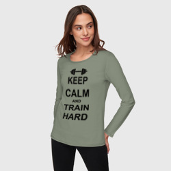 Женский лонгслив хлопок Keep calm and train hard - фото 2