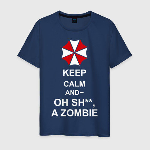 Мужская футболка хлопок Keep calm and oh sh**, a zombie