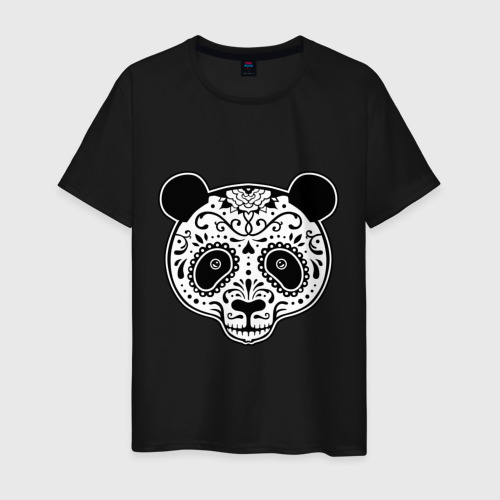 Мужская футболка хлопок Панда c узорами, цвет черный