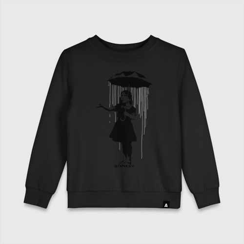 Детский свитшот хлопок Girl in rain (Banksy), цвет черный