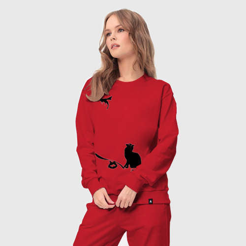 Женский костюм хлопок с принтом Cat and supermouse (Banksy), вид сбоку #3