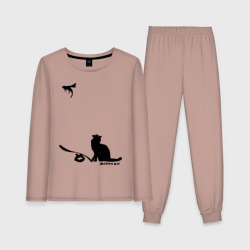 Женская пижама с лонгсливом хлопок Cat and supermouse (Banksy)