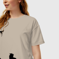 Женская футболка хлопок Oversize Cat and supermouse Banksy - фото 2