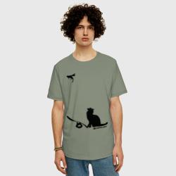 Мужская футболка хлопок Oversize Cat and supermouse Banksy - фото 2