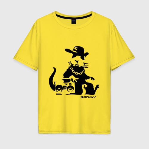 Мужская футболка хлопок Oversize Gangsta rat Banksy, цвет желтый
