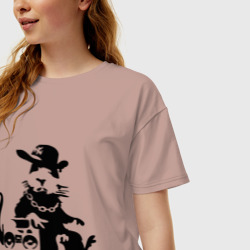 Женская футболка хлопок Oversize Gangsta rat Banksy - фото 2