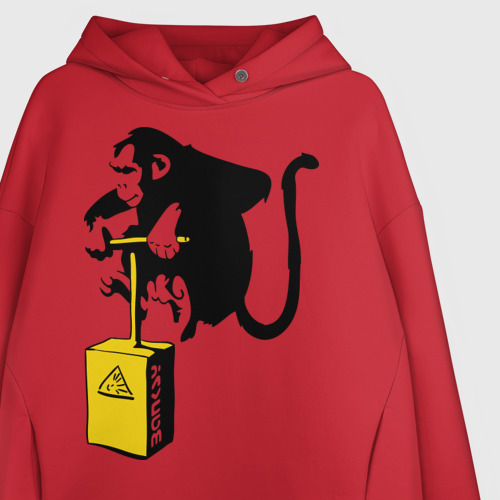 Женское худи Oversize хлопок TNT monkey Banksy, цвет красный - фото 3