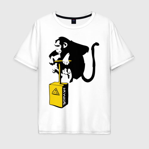 Мужская футболка хлопок Oversize TNT monkey Banksy, цвет белый