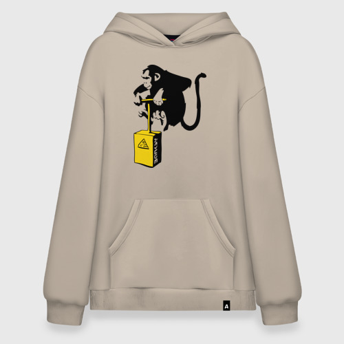 Худи SuperOversize хлопок TNT monkey Banksy, цвет миндальный