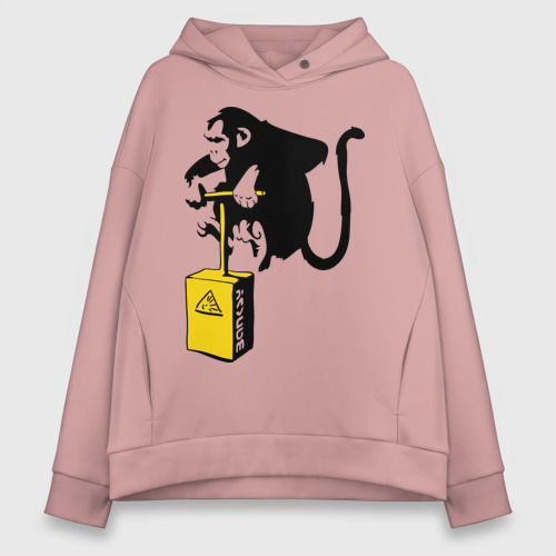 Женское худи Oversize хлопок TNT monkey Banksy, цвет пыльно-розовый