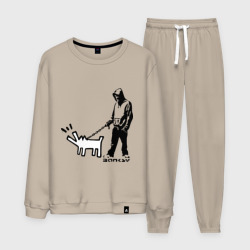 Мужской костюм хлопок Парень с собакой Banksy