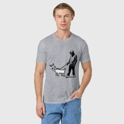 Мужская футболка хлопок Парень с собакой Banksy - фото 2