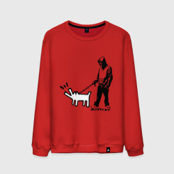 Мужской свитшот хлопок Парень с собакой Banksy