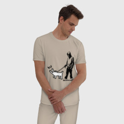 Мужская пижама хлопок Парень с собакой Banksy - фото 2