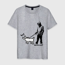 Мужская футболка хлопок Парень с собакой Banksy