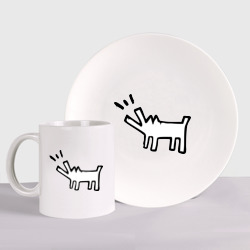 Набор: тарелка + кружка Собака Banksy