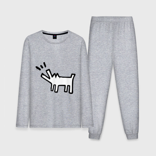 Мужская пижама с лонгсливом хлопок Собака Banksy, цвет меланж