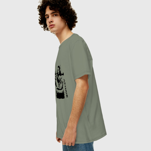 Мужская футболка хлопок Oversize Мона Лиза с базукой, цвет авокадо - фото 5