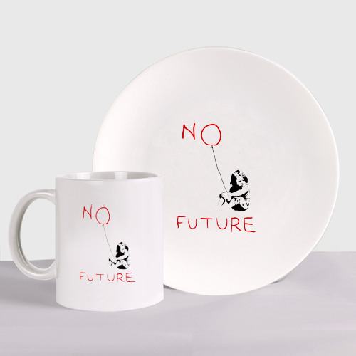 Набор: тарелка + кружка No future Banksy